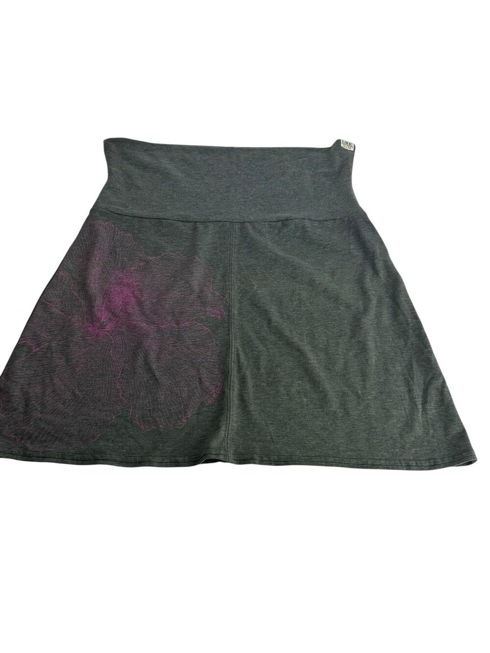 life is good gray floral pull on skirt womens Size S